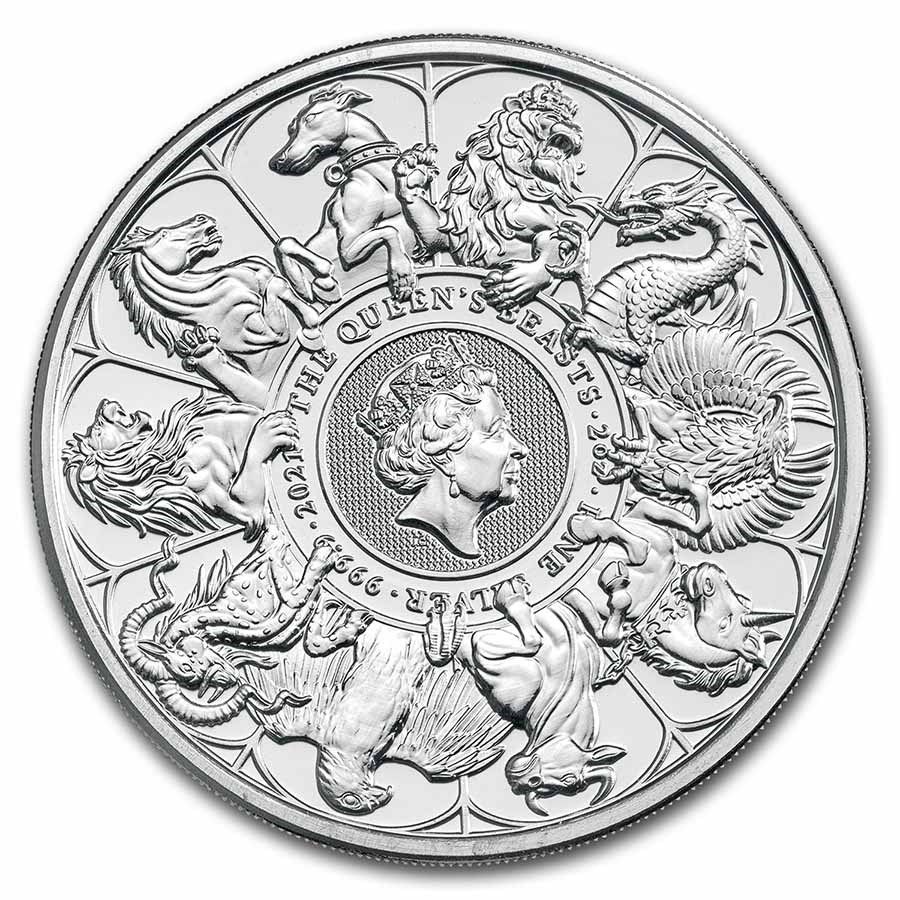 未流通品 2021年 イギリス クイーンズビースト 2oz コンプリート 新品 コインカプセル付き 銀貨 シルバーコイン 純銀 銀製品 - 黒緋堂