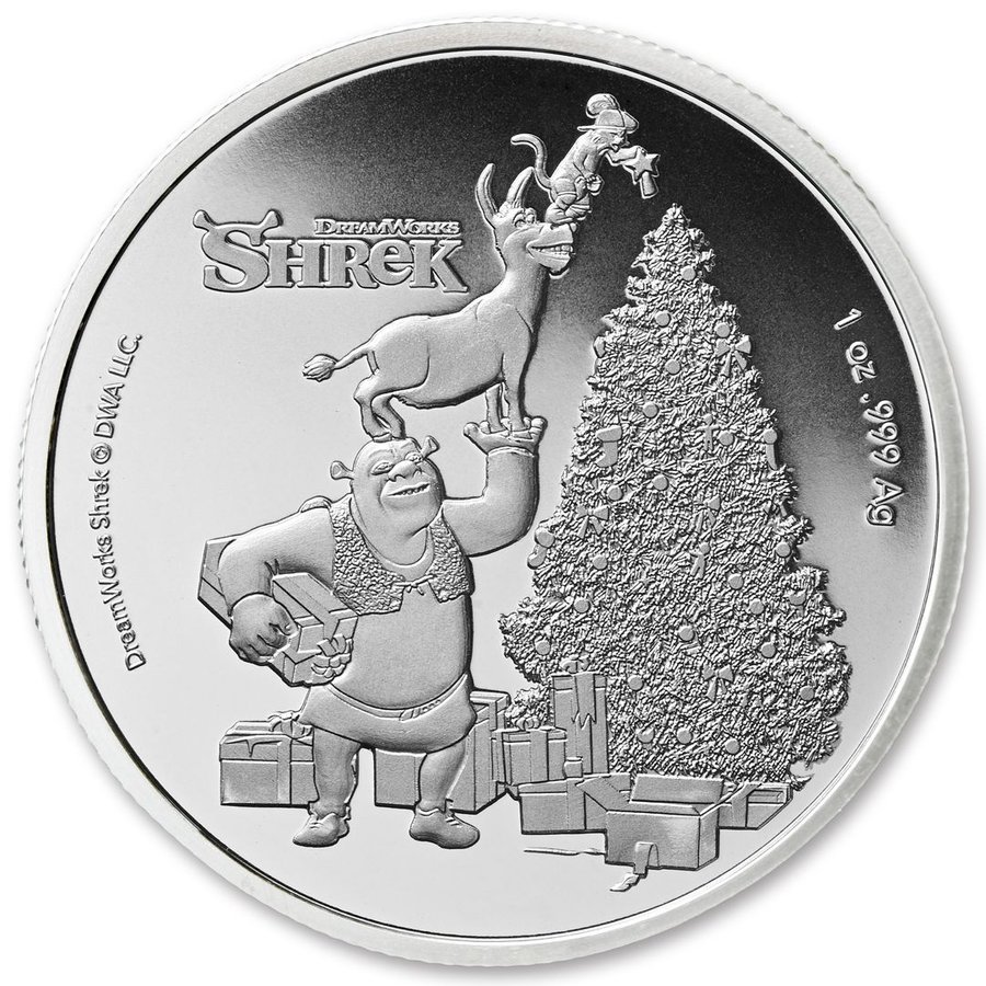 未流通品 2021年 フィジー シュレック クリスマスバージョン 銀貨 1オンス シルバーコイン コインカプセル入り - 黒緋堂